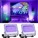 2 Pack 50W Blacklight Flood Lights Wired 120V IP66 Waterproof UV Led Black Light Use to Outdoor or Indoor for Landscape Decor, 3D Resin Prints, Ultraviolet Reactive Poster, Body Paint, Glow Party