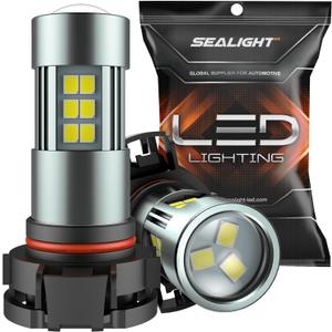 SEALIGHT 5202 LED Fog Light Bulbs, 6000K Xenon White, 27 SMD Chips DRL Bulbs, 5202 5201 PS19W PS24W 9009 LED Fog Light, Pack of 2