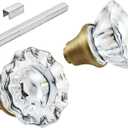 1 Pack Glass Door Knobs Interior Mortise Lock Replacement Set with Spindle, Vintage Crystal Door Knobs for Replacing Broken Old Antique Lock Sets on Interior Door, Antique Brass Finish