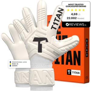 T1TAN Classic 1.0 White-Out Junior - Soccer Gloves Kids - Goalie Gloves for Goalkeeper - Football - Kids & Youth - Size 4