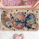 Artoid Mode Bunny Rabbit Eggs Bow Easter Doormat, Home Decor Low-Profile Switch Rug Door Mat Floor Mat for Indoor Outdoor 17x29 Inch