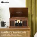 Victrola Quincy - 6-in-1 Bluetooth Record Player - Walnut | Plays vinyl, CD, cassette and FM radio through built-in stereo speakers, Bluetooth and aux streaming, headphone jack