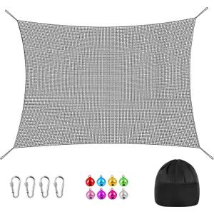 TOPNEW Double Layers Climbing Cargo Net - 6.6FT x 9.9FT Heavy Duty Playground Safety Net for Kids Backyard, Tree Fort & Jungle Gyms | Treehouse Accessories with Storage Bag & Carabiners(Black)