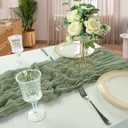6 x 6 Pack 10FT Sage Green Cheesecloth Table Runner 120 Inch Long Gauze Rustic Boho Spring Cheese Cloth Table Runner Sheer Fabric Decorations for Holiday Party Wedding Banquet Bridal Baby Shower Dcor