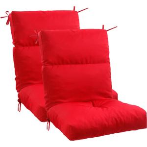 High Back Chair Cushion, 44" x 20" UV Resistant & Water-Repellent Patio Furniture Chair Pads with Non-Slip Ties for Rocking Chairs, Adirondack, Dinning Chairs, Wine Red, 2Pcs
