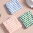 2 x Kitchen Dish Cleaning Cloth, 3-Pack Coral Fleece Absorbent Hand Towels with Pineapple Pattern, Small Square Hanging Dishcloth for Sink and Counter