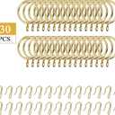 Hotop 60 Pieces 1.65 Inch Metal Drapery Curtain Rings Curtain Hanging Rings and 60 Pieces Metal Drapery Pin Hooks for Drapes Window Door Shower (Gold)