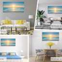 Wall Art Canvas Painting Blue Sea Beautiful Seascape 1 Piece Ocean Sunset Waves Picture Poster Print Framed and Stretched Ready to Hang for Living Room Bedroom Artework, 48"L x 24"W