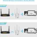 WiFi Extender Signal Booster, 8X Faster Internet Extender WiFi Booster Long Range up to 14,787 Sq Ft for Home, WiFi Repeater W/Ethernet Port, Wireless Signal Amplifier Support 99% Router, 1-Tap Setup