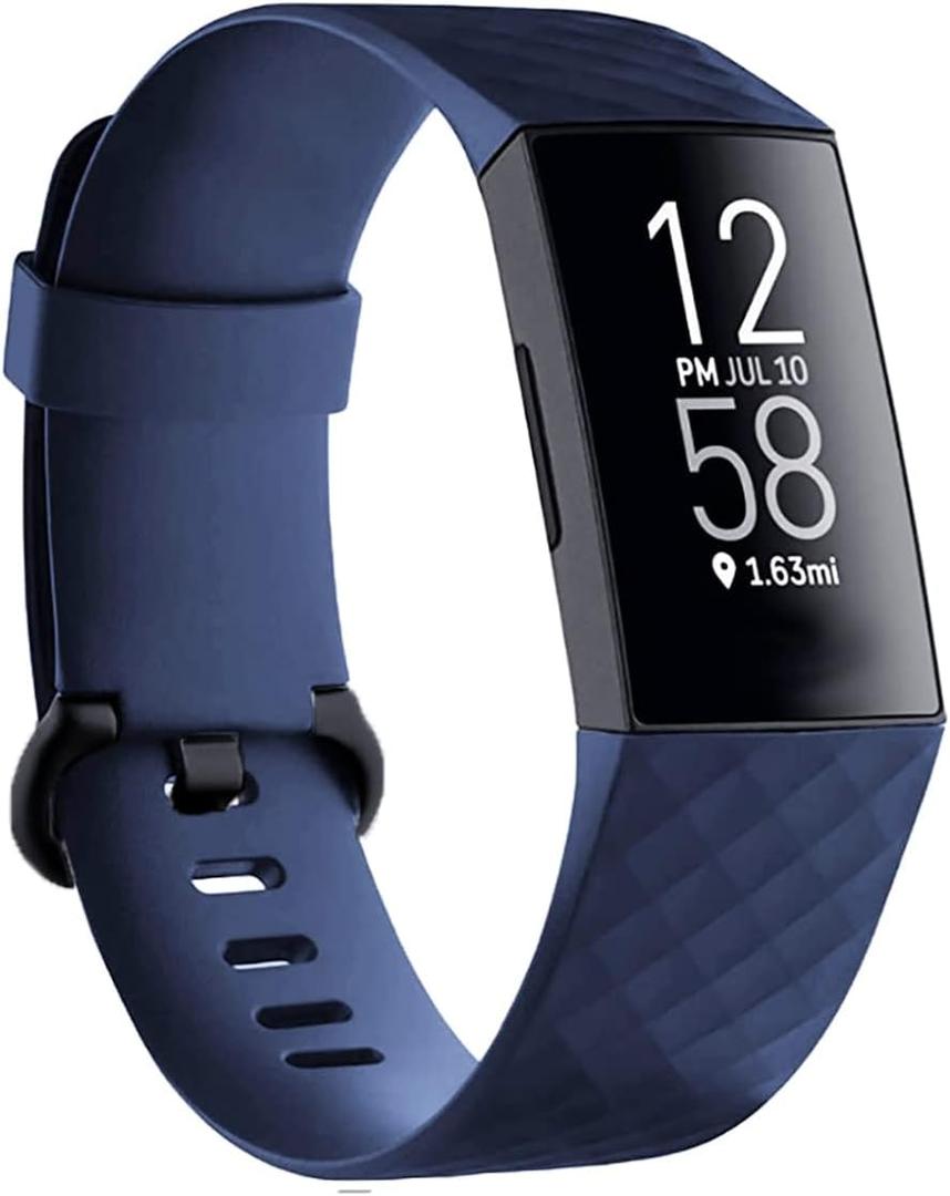 Replacement Bands Compatible with Fitbit Charge 4 / Fitbit Charge 3 Bands for Women Men, Silicone Fitness Sport Wristbands for Women Men Small Large (Navy)