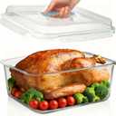 Large Glass Storage Containers with Lids 201oz Extra Large Big Airtight Glass Food Storage Containers for Rotisserie Chicken Watermelon Leftovers Marinade Turkey, BPA Free, Dishwasher Safe (blue)