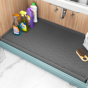 TigeJoy 40" x 19" Under Sink Mats for Kitchen Waterproof, Leak-Proof Silicone Mat Sink Protector and Cabinet Liner, Kitchen Essentials Organizer and Storage, Boot or Shoe Tray, Pet Feeding Mat (Dark Gray)
