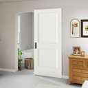 BarnSmith 36"x84" Concealed Sliding Barn Door, 2 Panel White Primed Solid Core Hidden Barn Door with Soft Close Installation Hardware and Double Sided Pulls Included, Pre-Assembled Panel
