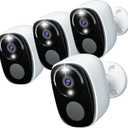 4Pack Security Cameras Wireless Outdoor, 2K Battery Powered WiFi Security Indoor Camera with Spotlight & Siren Alarm, 2-Way Audio, Color Night Vision, AI Detection for Home Security,Works w/Alexa