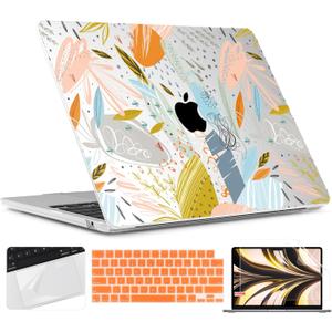 TWOLSKOO for M4 MacBook Air 13.6 inch Case 2025-2022 Release M4 A3240 M3 A3113 M2 A2681, Plastic Hard Shell & Screen Protector & Keyboard Cover & Trackpad Film, Doodle Floral