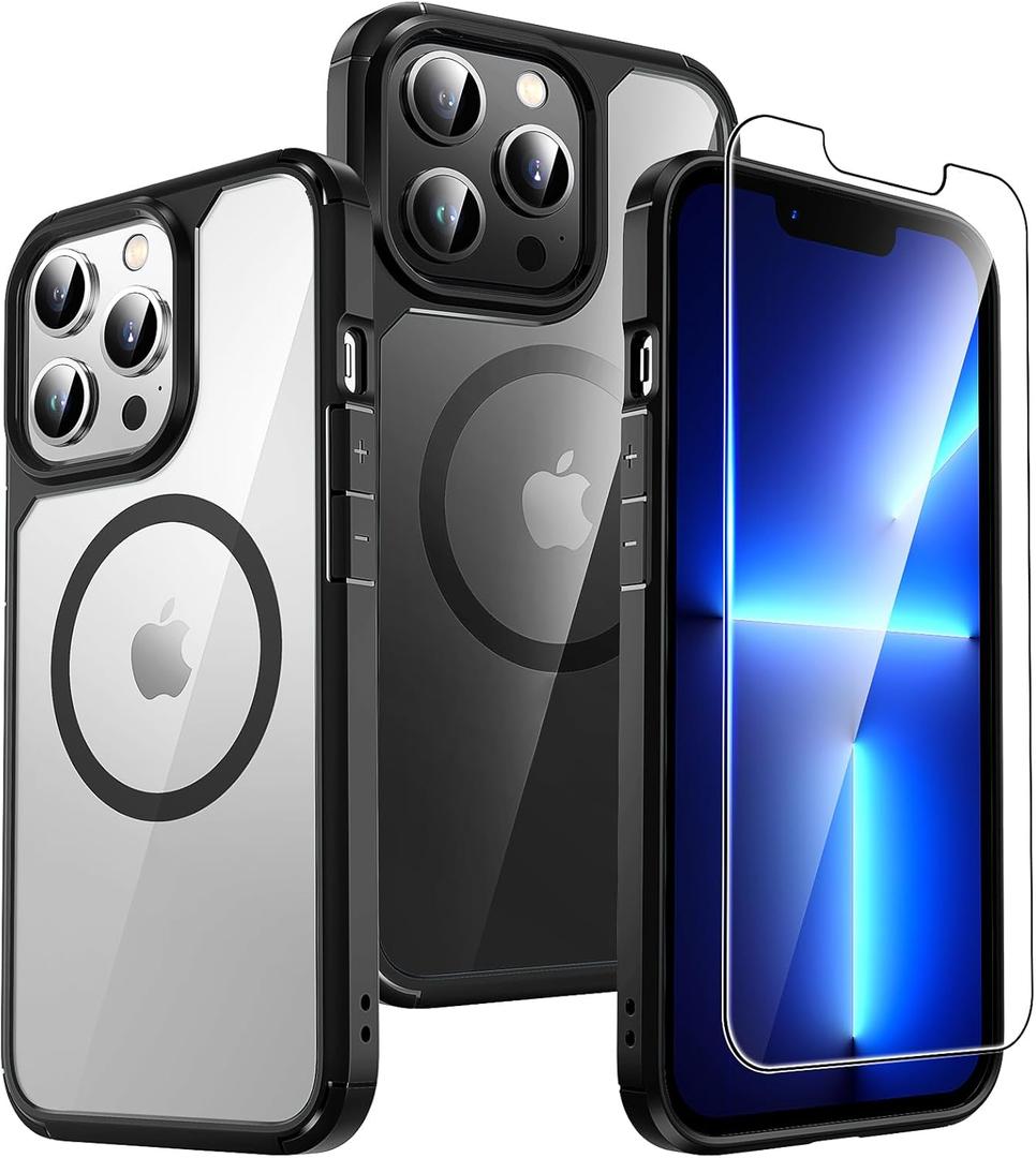 TAURI 2 in 1 Magnetic for iPhone 13 Pro Case, with Screen Protector, 10 FT Drop Protection, Compatible with Magsafe Case for iPhone 13 Pro Phone Case 6.1 inch 