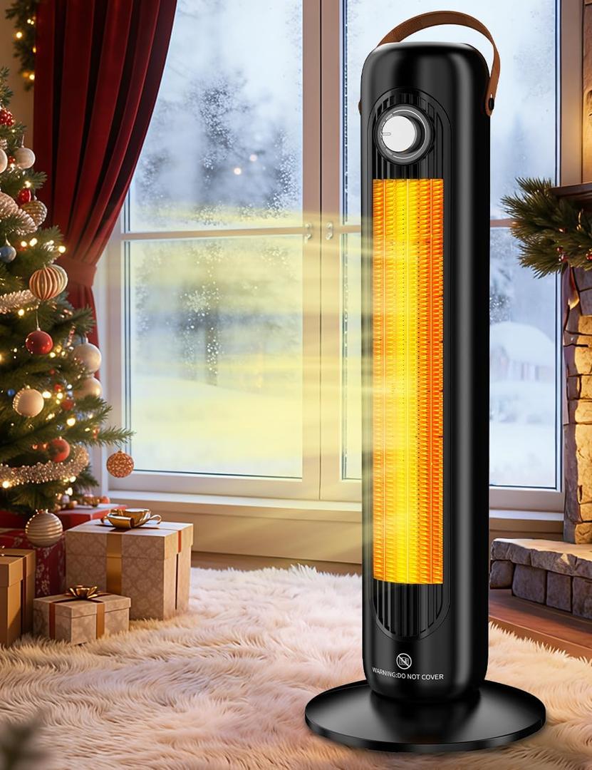 1500W PTC Ceramic Electric Heater w/4 Modes,350Sq.ft 1S Heating, 70Oscillating Patio Heaters for Outdoor Use, Overheating & Tip-Over Protection, Tall Space Heaters for Indoor Use Large Room