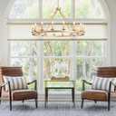Gold Wagon Wheel Chandelier 40-Inch 16-Light,Extra Large Circle Rustic Farmhouse Light Fixture,Round Metal Chandeliers for Foyer Entryway Dining Room Living Room High Ceilings (E12 Base)