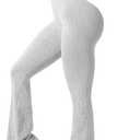 SHENHE Women's Flare Leggings Leopard Print High Waisted Butt Lifting Yoga Leggings Pants (Medium, Light Grey)