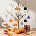 2 x 12 Pcs Mini Pumpkins for Decorating 2 Inches Velvet Small Pumpkin Ornament Tree Dcor for Thanksgiving, Fall, Autumn, Halloween, Christmas Home Party