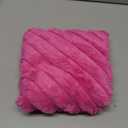 ZLINA Set of 2 Hot Pink Faux Fur Decorative Throw Pillow Covers Fluffy Striped Pillowcase Cushion Covers 18 x 18 Inch Decor Sofa Couch Bedroom