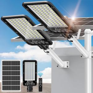 12000W Solar Street Lights Outdoor - 6500K Commercial Parking Lot Dusk to Dawn, Heavy Duty Split Type Solar Lights Outdoor Waterproof with Remote Control for Driveway, Outside(2Pack)