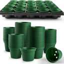 3 Inch Nursery Pots 100 Pcs with 5 Pcs 20 Cell Nursery Pot Trays, 5 Sets Seed Starting Kit for Seedlings, Propagation and Home Gardening, Sturdy Green Seeds Starter Pot Tray Germination Set