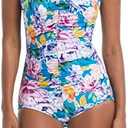 BIMEI Women's One Piece Mastectomy Swimsuit Pocketed Swimwear, Blue, 2XL
