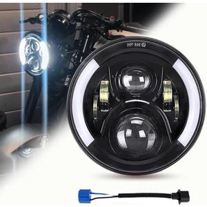 SKTYANTS 7 Inch Led Headlight DRL (Left/Right) Turn Signal Lights for Motorcycle (Black)