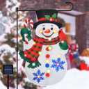 12 x 18 Inches Lighted Snowman Garden Flag Decorations - Double-Sided Vertical Christmas Holiday Yard Flag Sign with LED Lights, Indoor Outdoor House Patio Dcor Party Supplies