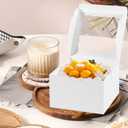 JCD 48pcs Cake Boxes 8x8x5in with Window,White 8 inch Cake Boxes with Boards for Pastries,Cupcakes,Cookies, Pie, Muffins and Donuts(24 Boxes &24 Boards & Stickers & ribbon) (8 * 8 * 5inch/24sets)
