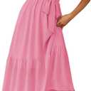 PRETTYGARDEN Women's Summer Floral Boho Maxi Dress Short Sleeve Wrap V Neck Ruffle Long Flowy Beach Wedding Guest Dresses (Pink, XXL)