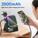 Wireless Induction Speaker 5-in-1 Bluetooth Speaker with Phone Stand,Stereo Sound, 3500mAh Rechargeable, 8 RGB Ambient Light, 360 Adjustable Holder for iPhone/Android/iPad,Gifts for Men Women (Black)