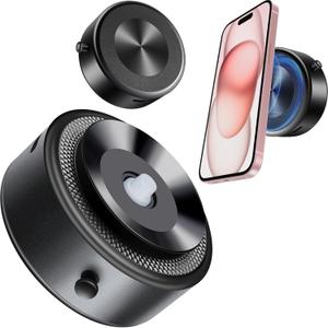 Magnetic Suction Cup Phone Mount, Strong Suction Magnetic Holder for iPhone & Android, Magsafe Compatible, NOT for Car Use, Easy to Use on Kitchen, Mirror, Gym, Electric Vacuum (Black)