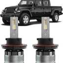 Fits for 2019-2024 Jeep Gladiator Hi/Lo Dual Beam Lights, 300% Super Bright White Plug and Play Powersports Lights Blubs Package, 6500K White, Pack of 2