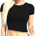 1 & 9 Baby Tees for Women – Cute Summer Tops for Teen Girls, Short Sleeve Slim Fit Crop T-Shirts,Going Out Outfits
(Large, Black)