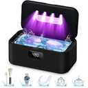 Ultrasonic Jewelry Cleaner, 50Khz Jewelry Cleaner Ultrasonic Machine for Jewelry, Eyeglasses, Rings, Watch Strap, Dentures, 24oz - 304 Stainless Steel Tank, Digital Timer, 5 Cleaning Modes(Black)
