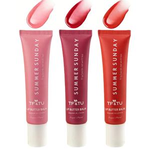 Summer Lip Balm - Ultra-Hydrating Vegan Lip Mask for Dry Lips Tinted Lip Gloss Moisturizer with Shea Butter Olive Oil Plant Waxes Instant Shine Non-Sticky Daily Lip Care 3 Packs*0.5 Fl Oz