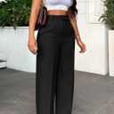 Lucuna Women's Wide Leg Dress Pants High Waisted Straight Leg Slacks Business Office Work Pants Trousers (Black, XXL)