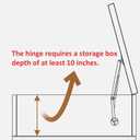 2 Pack | 150N Gas Strut Spring Hinges for Heavy Lids to Keep Stay, Slow Down and Soft Close, Hydraulic Hinges for Toy Box Chest, Bench, Toolbox and Basement Floor Door.