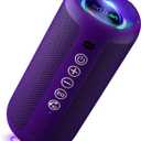 Ortizan Portable Bluetooth Speaker: IPX7 Waterproof, 24W Loud Sound, Deep Bass, Bluetooth 5.3, LED Lights, Wireless Stereo Pairing, 30H Playtime, for Home/Outdoor/Party/Beach, Birthday Gift (Purple)