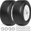 11x6.00-5 Flat Free Tires, Zero Turn Mower Front Tires, 11x6-5 Solid Mower Wheel for Residential and Commercial, With 5/8" and 3/4"Bearing, 6"- 8" Center Hub, 2Pack White, Load 400lbs