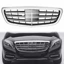 S Class Grill Front Grille Compatible with Mercedes Benz with Camera Hole W222 S550 S560 S500 2014-2020 Silver