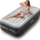 Airefina Twin Air Mattress with Built in Pump Raised, Comfort Twin Blow Up Mattress Upgraded Inflatable Mattress for Camping Guest Home, 2 Mins Quick & Fast Inflation Air Bed, Colchon Inflable