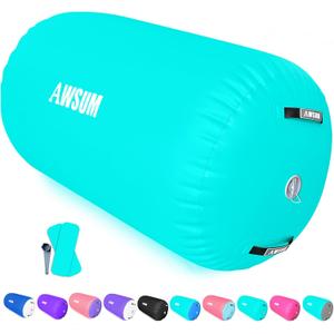 AWSUM 1 PCS Gymnastics Barrel Air Roller Inflatable Tumbling Mat Back Handspring Trainer for Octagon Mat Gym Gymnastics EquipmentNo Electric Pump ((L)39.4"x(Diam)19.7"-No pump, Mint Green)