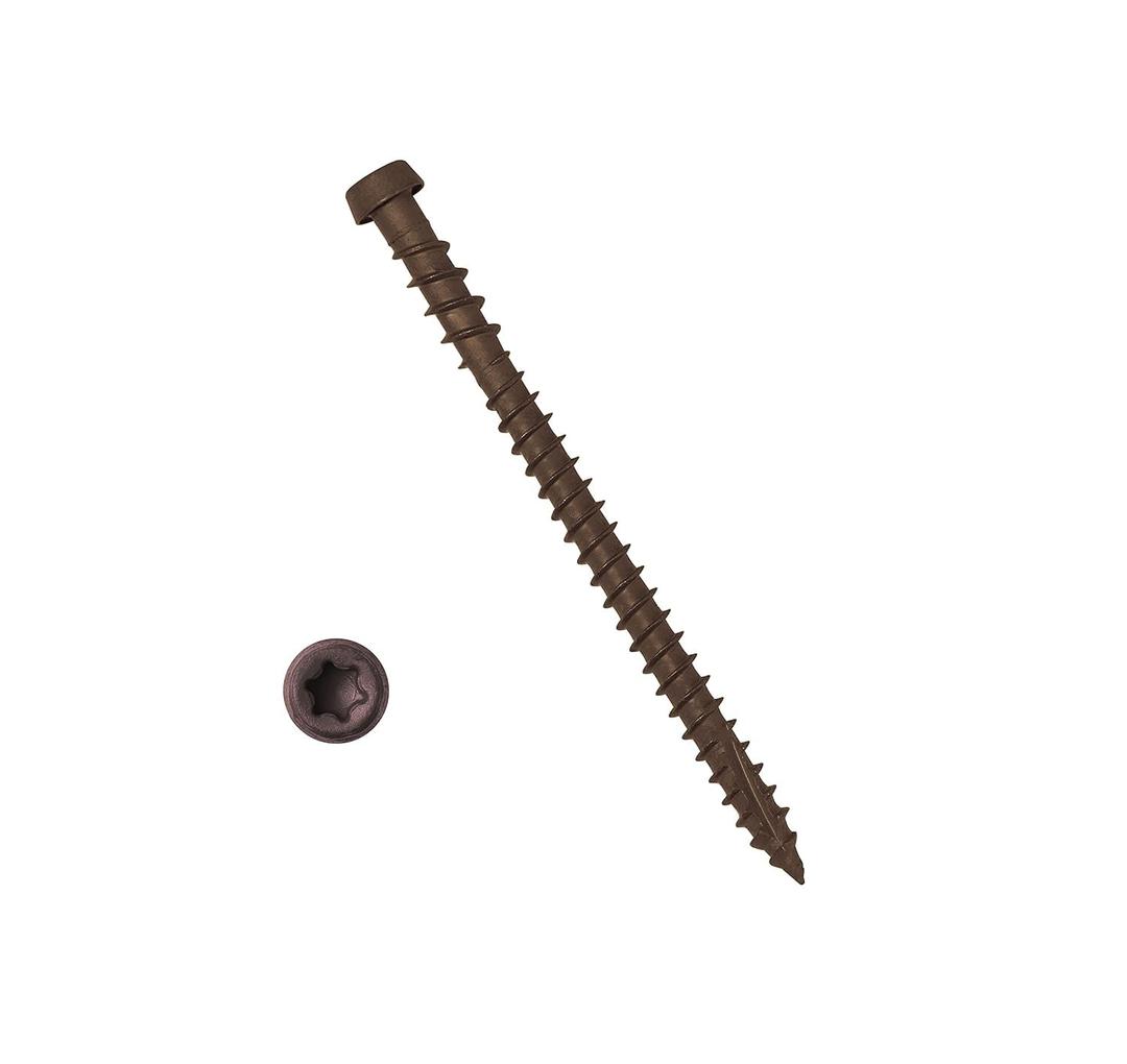 Coated Composite Deck Screws #10 x 2-3/4, Self Tapping Wood Screws and Deck Screws with Torx T20 Star Drive, Type 17 Point, Flat Head, 1 Free Bit Included (Woodland Brown, 75), by YYL FASTENER
