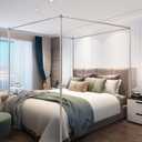 Stainless Steel Full Size Canopy Bed, Heavy Duty Metal Bed with Thickened Poles for Wood & Metal Beds