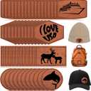 80 Pcs Blank Leatherette Hat Patches Laserable Leather Patch Bulk Iron on Heat Press with Adhesive Rustic Faux Supplies for Clothes Dress Fabric Repair Sew DIY Crafts(Round and Rectangle,Khaki)