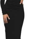 Duigluw Women's Summer Knit Sleeveless Crosscriss Cutout Ruched Bodycon Midi Dress with Slit (Small, 02-black)
