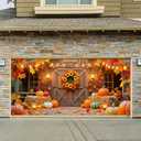 Fall Pumpkin Garage Door Banner 13x6ft Thanksgiving Backdrop Decor Sunflower Photo Prop Background for Thanksgiving Autumn Yard Outdoor Harvest Scene Display Decor